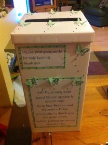 Hand crafted post box for weddings in Claverley and Worcestershire